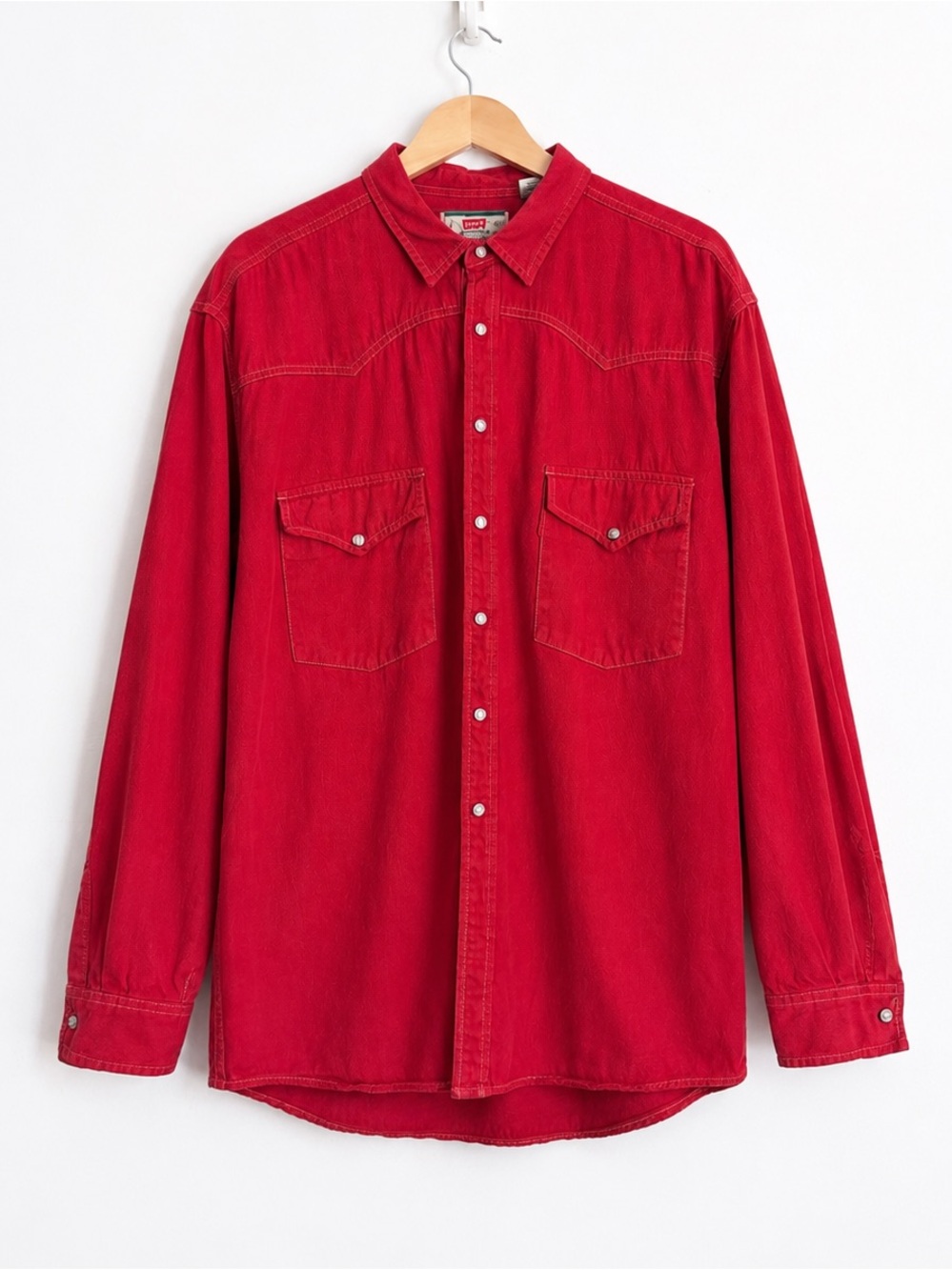 Vintage 1990s Levi’s Red Cotton Twill Western Jacket - Streetwear - XL